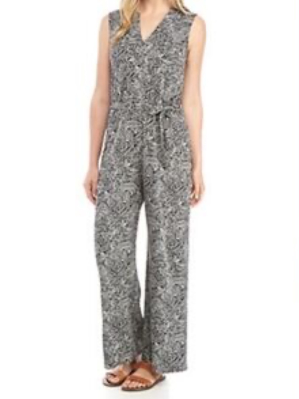 ND New Directions Sleeveless V-Neck Abstract Printed Jumpsuit. Size 2X. NWOT.